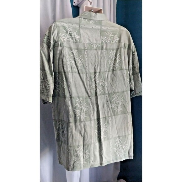 100% Silk Hawaiian Shirt Vintage Jamaica Jaxx, Palm Trees, Size 2XL, Green - Picture 7 of 7